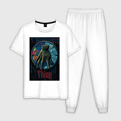 Пижама хлопковая мужская Вещь - Уэнсдей, цвет: белый