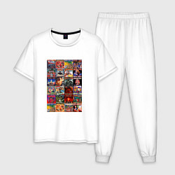 Пижама хлопковая мужская Сектор Газа - обложки, цвет: белый