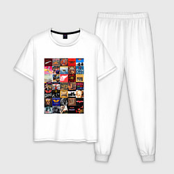 Пижама хлопковая мужская Aerosmith - обложки, цвет: белый