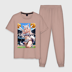 Пижама хлопковая мужская Зажигательный танец черлидера, цвет: пыльно-розовый