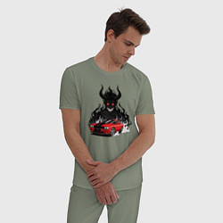 Пижама хлопковая мужская Dodge - Demon SRT, цвет: авокадо — фото 2