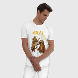 Пижама хлопковая мужская Nirvana ленивцы, цвет: белый — фото 2