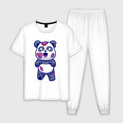 Пижама хлопковая мужская Зомби панда, цвет: белый