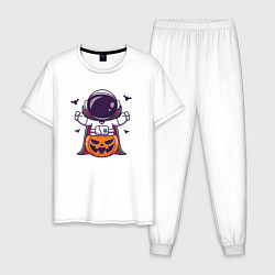 Пижама хлопковая мужская Spaceman halloween, цвет: белый
