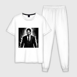 Пижама хлопковая мужская Киану, цвет: белый