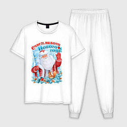 Пижама хлопковая мужская Счастливого Нового года, цвет: белый