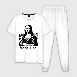Пижама хлопковая мужская Мона Лиза графическая интерпретация, цвет: белый
