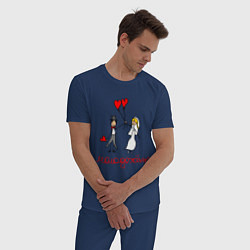 Пижама хлопковая мужская Молодожёны!, цвет: тёмно-синий — фото 2