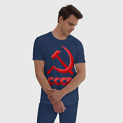 Пижама хлопковая мужская СССР Логотип, цвет: тёмно-синий — фото 2