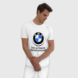 Пижама хлопковая мужская BMW Driving Machine, цвет: белый — фото 2