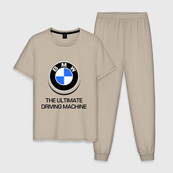 Пижама хлопковая мужская BMW Driving Machine, цвет: миндальный
