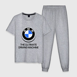 Пижама хлопковая мужская BMW Driving Machine, цвет: меланж