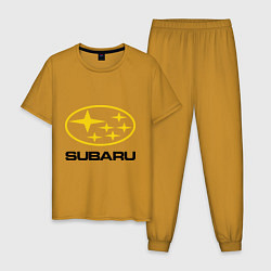 Пижама хлопковая мужская Subaru Logo, цвет: горчичный
