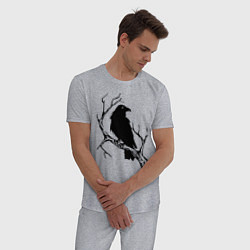 Пижама хлопковая мужская Ворон, цвет: меланж — фото 2