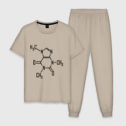 Пижама хлопковая мужская Кофеин формула, цвет: миндальный