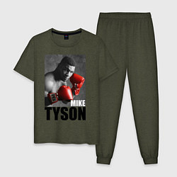 Пижама хлопковая мужская Mike Tyson, цвет: меланж-хаки