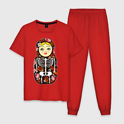 Пижама хлопковая мужская Матрёшка, цвет: красный