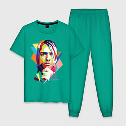 Пижама хлопковая мужская Kurt Cobain: Colors, цвет: зеленый