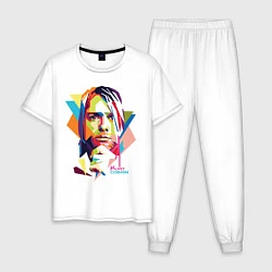 Пижама хлопковая мужская Kurt Cobain: Colors, цвет: белый