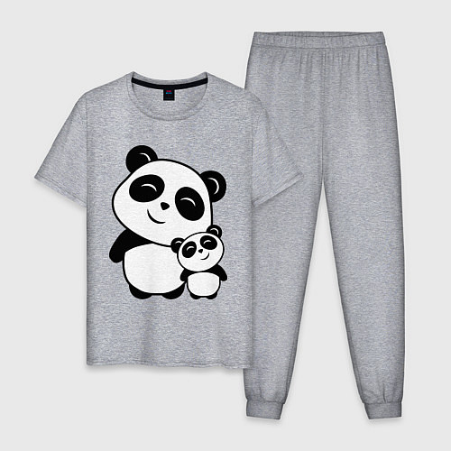 Мужская пижама Милые панды / Меланж – фото 1