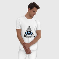 Пижама хлопковая мужская Всевидящее око (глаз в треугольнике), цвет: белый — фото 2