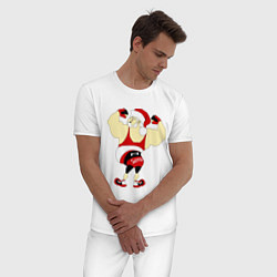 Пижама хлопковая мужская Санта бодибилдер, цвет: белый — фото 2