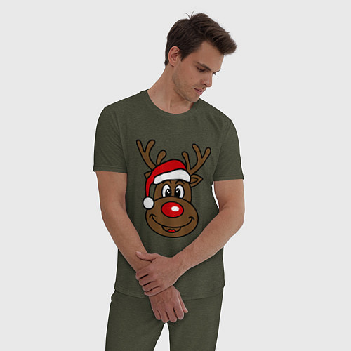 Мужская пижама Рождественский олень / Меланж-хаки – фото 3