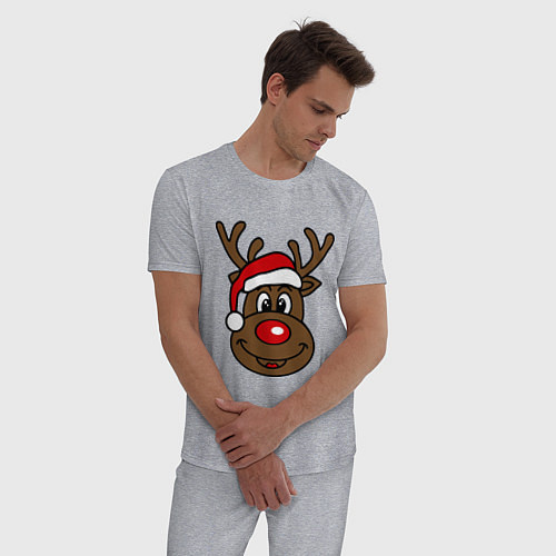 Мужская пижама Рождественский олень / Меланж – фото 3