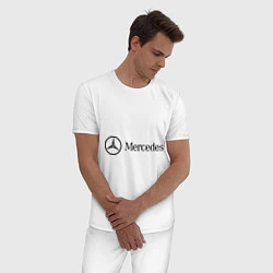 Пижама хлопковая мужская Mercedes Logo, цвет: белый — фото 2