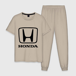 Пижама хлопковая мужская Honda logo, цвет: миндальный