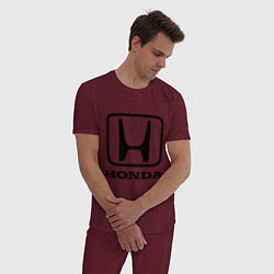 Пижама хлопковая мужская Honda logo, цвет: меланж-бордовый — фото 2