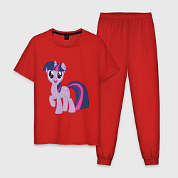 Пижама хлопковая мужская Пони Сумеречная Искорка, цвет: красный