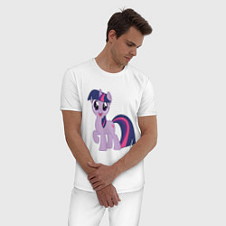 Пижама хлопковая мужская Пони Сумеречная Искорка, цвет: белый — фото 2