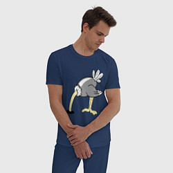 Пижама хлопковая мужская Влюбленный страус: для него цвета тёмно-синий — фото 2