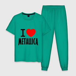 Пижама хлопковая мужская I love Metallica, цвет: зеленый