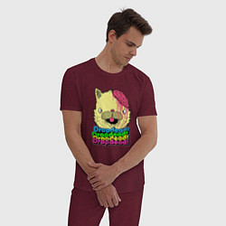 Пижама хлопковая мужская Dropdead Kitty, цвет: меланж-бордовый — фото 2