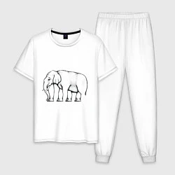 Пижама хлопковая мужская Сколько ног у слона, цвет: белый