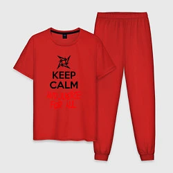 Пижама хлопковая мужская Keep Calm & Justice For All, цвет: красный