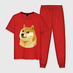 Пижама хлопковая мужская Doge, цвет: красный