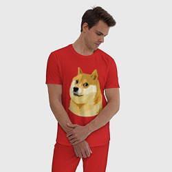 Пижама хлопковая мужская Doge, цвет: красный — фото 2