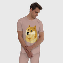 Пижама хлопковая мужская Doge, цвет: пыльно-розовый — фото 2