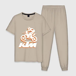 Пижама хлопковая мужская KTM белый, цвет: миндальный