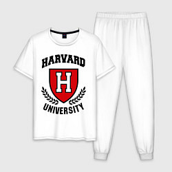 Пижама хлопковая мужская Harvard University, цвет: белый