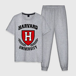 Пижама хлопковая мужская Harvard University, цвет: меланж
