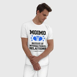 Пижама хлопковая мужская MGIMO Institute, цвет: белый — фото 2