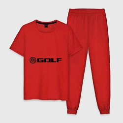 Пижама хлопковая мужская Volkswagen Golf, цвет: красный