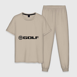 Пижама хлопковая мужская Volkswagen Golf, цвет: миндальный