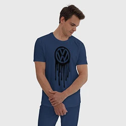 Пижама хлопковая мужская Volkswagen, цвет: тёмно-синий — фото 2