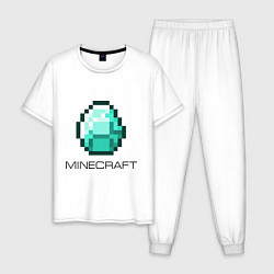 Пижама хлопковая мужская Minecraft Diamond, цвет: белый