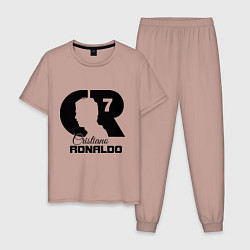 Пижама хлопковая мужская CR Ronaldo 07, цвет: пыльно-розовый